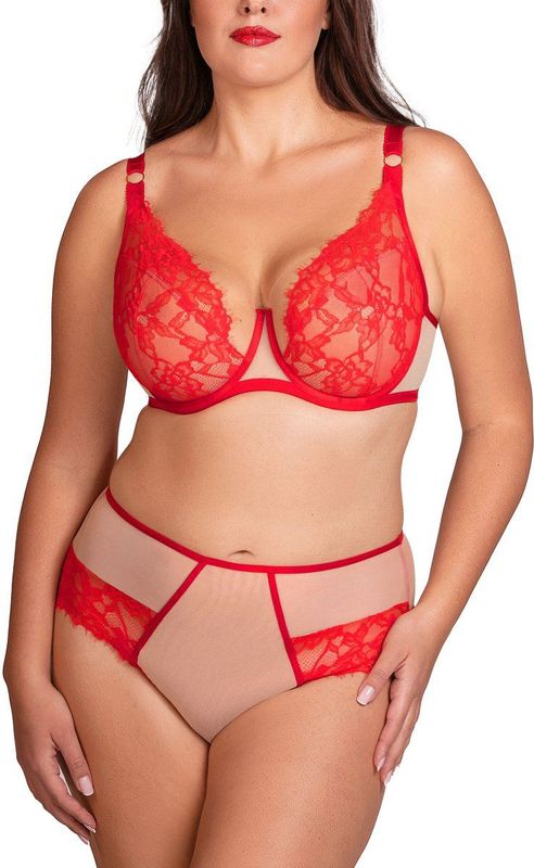 Vivisence Elegante Zachte Beha Met Kant Voor Vrouwen Beugelbeha Met Lifting Effect Verstelbare Bandjes En Goudkleurige Details Vrouwelijke Lingerie Voor Comfort En Ondersteuning, Rood,70D