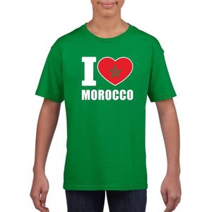 Groen I love Marokko fan shirt kinderen 158/164