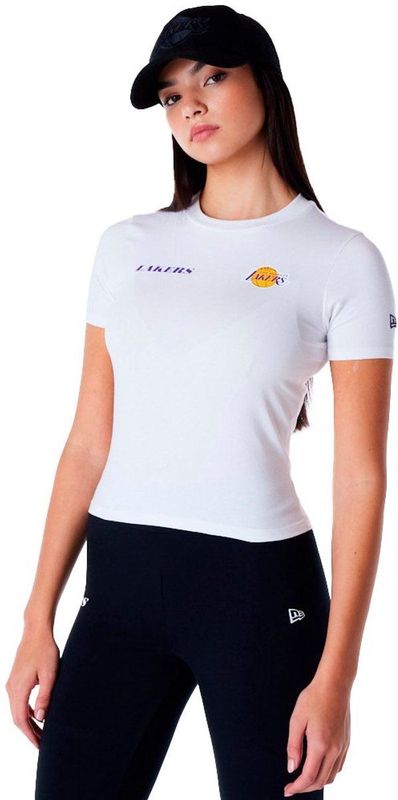 New Era Nba Wrdmark Slim Los Angeles Lakers T-shirt Met Korte Mouwen Wit L Vrouw