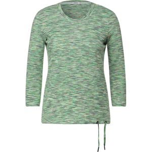 CECIL TOS Multi Melange Stripe Dames T-shirt - groen melange - Maat XL