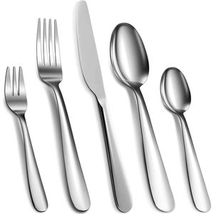 Roestvrijstalen bestek, mes, vork, lepel, gebruiksvoorwerpen, servies voor 12 personen, spiegelglans en vaatwasmachinebestendig