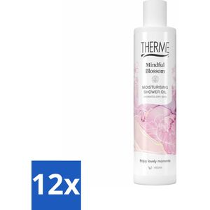 12 x Therme - Moisturising Mindful Blossom - Doucheolie - Hydraterend - Verzorgend - 250ml - Doucheolie - Hydraterende Doucheolie - Doucheolie Voor Droge Huid - Bloemen Geur - Vegan Doucheolie