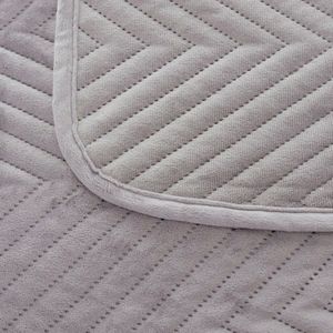 Luxe Plaid 170x210 cm - Gewatteerd visgraatvelours - Zilverkleurig