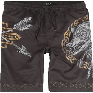 Black Premium by EMP Bruine zwemshort met wolvenprint Mannen - S