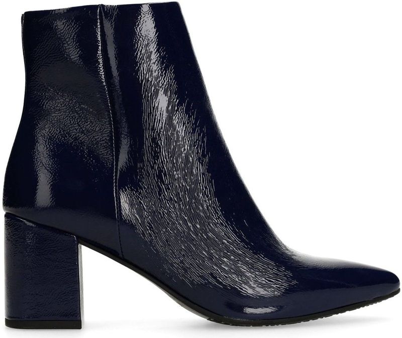 Manfield - Enkellaarsjes - Blauw - Lakleer - Met Hak