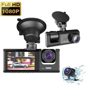 Gloovon - Dashcam Voor Auto 3 in 1 - Full HD - Voor en Achter Camera - Met Achteruitrijcamera - Nachtzicht - 170° Groothoeklens - Parkeermodus - G-Sensor - Loop Recording
