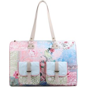 A Spark of Happiness | Reistas Pastel roze, blauw bloemen print | Weekendtas Dames | Handbagage Dames Multi Color gebloemd | JA2330