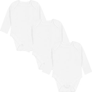 3x Klassieke witte bodysuits met lange mouwen en nikkelvrije drukknoppen, OEKO-TEX