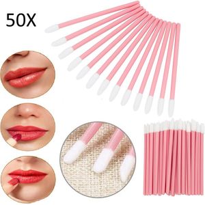 Set Van 50 Wegwerp Lipgloss / Oogschaduw Borsteltjes I Lipgloss Applicator I Lippenstift Toverstokken I Pluisvrij I Roze