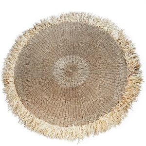 De Raffia Fringed Tapijt - Naturel - 150