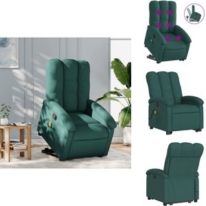 vidaXL Sta-op-massagefauteuil - Sta-op-massagefauteuils - Sta-op Fauteuil - Sta-op- En Ligstoel Verstelbaar - Sta-op-massagestoel verstelbaar stof donkergroen