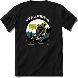 Trailriding | TSK Studio Mountainbike kleding Sport T-Shirt | Geel | Heren / Dames | Perfect MTB Verjaardag Cadeau Shirt Maat L