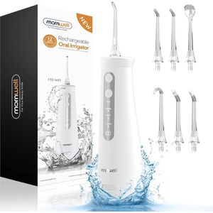 Draadloze Waterflosser met LED-display en Afneembaar Waterreservoir - 260 ml, 4 Drukniveaus, 6 Mondpunten, Ideaal voor Gevoelige Tanden