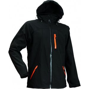 Lyngsøe Rainwear Softshell jas zwart met oranje rits details XXXL