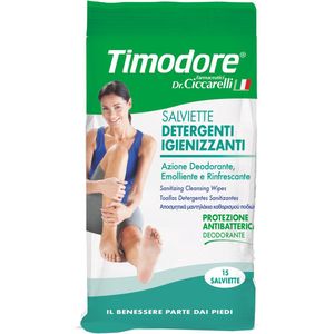 NIEUW! Dr. Ciccarelli Timodore Sanitizing cleaning wipes: verfrissende en verzorgende voetendoekjes tegen (transpiratie)geur en droge huid (15 doekjes)