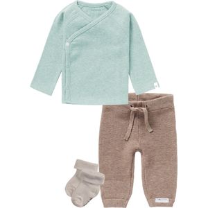 Noppies - Kledingset - 3 delig - Broek Grover Taupe - Overslagshirt Nanyuki Mint - 1 paar sokjes taupe - Maat 74