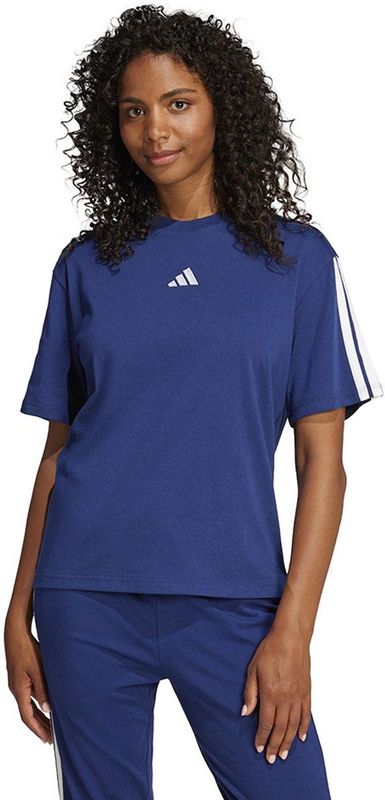 Adidas - Essentials 3 Stripes - T-shirt - Blauw - Korte Mouwen