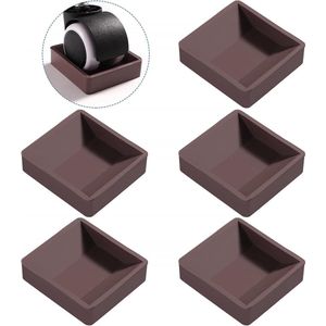 5 Stuks 5.9x6.4 cm Rubberen Meubelonderzetters voor Alle Vloeren - Bruin