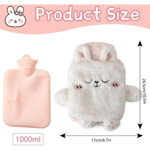 Kruik - Warmwaterkruik - Kruik met hoes - Warmwaterkruik kinderen - Warmwaterkruik met siliconen hoes - Mini-pluche - veilig en duurzaam - recyclebaar voor de winter - Voor dames - Heren en kinderen - Ivoorwit