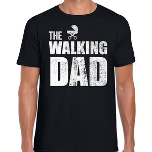The walking dad - t-shirt zwart voor heren - papa kado shirt / aanstaande vader cadeau / papa in verwachting XXL