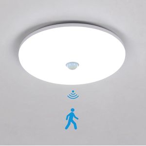 Goeco plafondlamp - 23cm - Klein - LED - 36W - 2800LM - 6500K - koel wit licht - Bewegingssensor - ronde - IP54 - voor buiten, badkamer, hal, balkon, garage, keuken