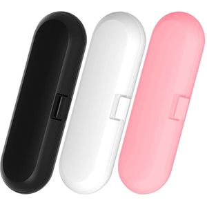 Reisetui Elektrische Tandenborstel - 3 stuks - Tandenborstel Etui - Universele - Opbergdoos - Tandenborstel Koker - Tandenborstelhouder - Opbergen - Meenemen - Roze/Wit/Zwart - 22.5*7*4 cm