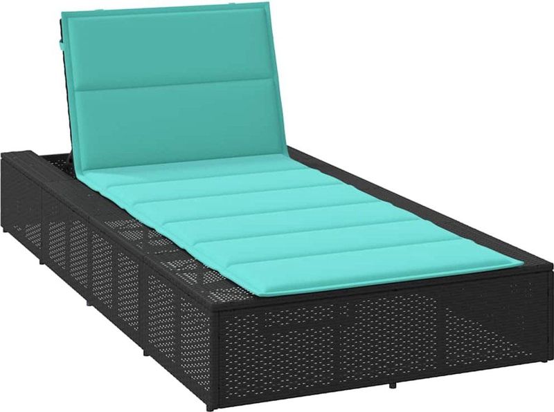 vidaXL - Ligbed - met - zwevend - kussen - poly - rattan - zwart
