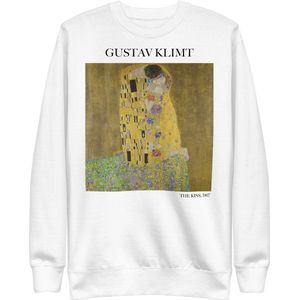 Gustav Klimt 'De Kus' (""The Kiss"") Beroemd Schilderij Sweatshirt | Unisex Premium Sweatshirt | Wit | S
