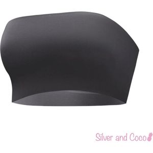 SilverAndCoco® - Strapless BH Top | Naadloze Invisible Onzichtbare Beha Bandeau Naadloos Festival Topje - Donker Grijs / Small / S