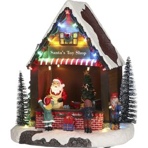 Luville Kerstdorp Miniatuur Santa's Toy Shop - L24,5 x B18 x H27 cm