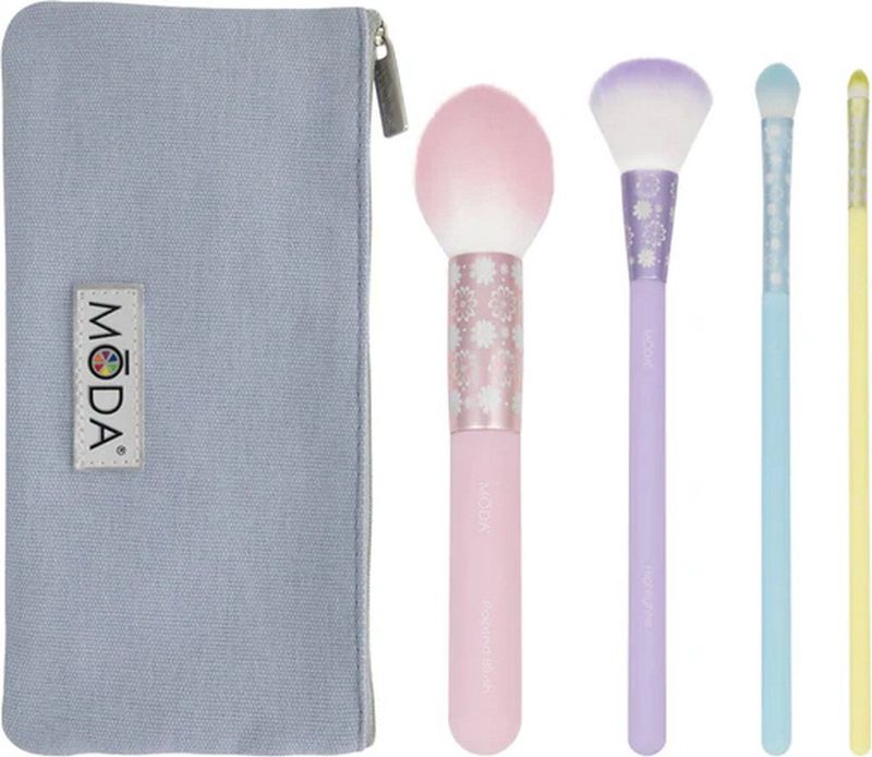 MODA - Posh Pastel - Make-up Penseelset - Multi-Color Pastel - 5 Stuks - Inclusief Pouch