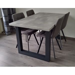 Eettafel Milaan - Upoten - Upoot - Betonlook / Zwart Onderstel - 90 x 180 cm