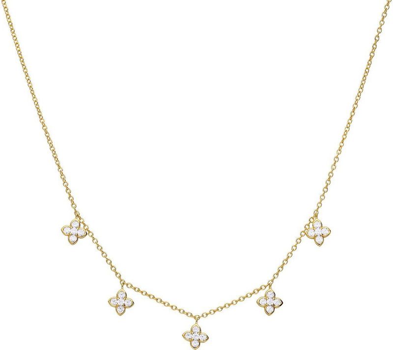 Lucardi - Dames Zilveren Ketting - Goudkleurig - 925 Zilver - 45 cm