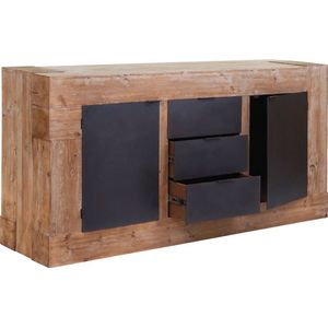 Dressoir MCW-A15, ladekast dressoir, dennenhout rustiek massief MVG-gecertificeerd 90x160x45cm 67kg