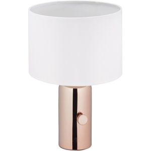 Relaxdays tafellamp dimbaar - ronde nachtkastlamp - schemerlamp woonkamer - nachtlamp - wit