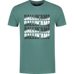 Ballin Amsterdam - Heren Slim fit T-shirts Crewneck SS - Faded Green - Maat XXL