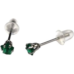 Aramat Jewels - Zirkonia oorknopjes - Zweerknopjes Ster - Oorbellen Smaragdgroen - Chirurgisch Staal 4mm - Elegante Sieraden - Cadeau - Voor Haar - Luxe Accessoires