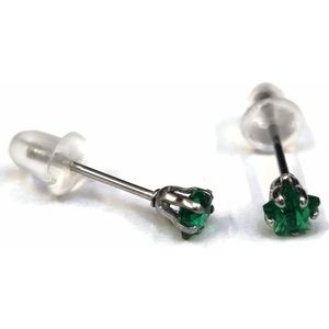 Aramat jewels ® - Zirkonia zweerknopjes ster 4mm oorbellen smaragd groen chirurgisch staal