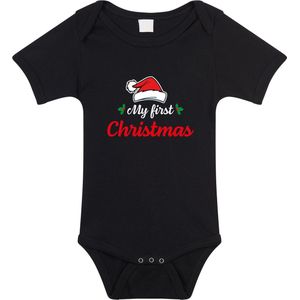 My first Christmas Kerst romper - zwart - babys - Babykleding Kerstmis - kerstkleding / Kerst rompertje 80