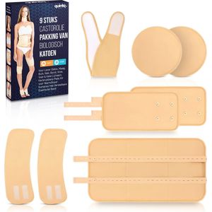 Quintq® Castor Olie Pack - 9 delig - Voor Buik, Borst, Nek, Benen en Voeten - Gewrichtspijn - Huidskleur - Herbruikbaar - Hulp bij constipatie, spijsvertering en slaapproblemen
