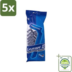 5 x Laser 2 - Ready Razor - Wegwerp - Voor Mannen - 10 Mesjes - Grootverpakking - Scheermesjes - Scheermesjes Voor Mannen - Wegwerpscheermesjes - Scheermesjes 2 Bladen - Gladde Scheerbeurt