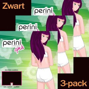 Perini meisjes boxershorts microvezel - 3-pack - maat 152/164 - zwart
