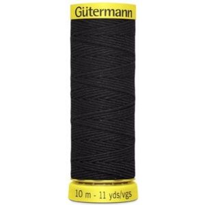 Gutermann elastiek garen zwart 10 m - elastisch naaigaren 4017 - elastiek 0,3 mm - 1 klosje