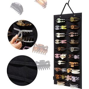 1Stuks Zwart - Hangende haarklem-organizer, klauwklem-organizers en opbergruimte voor vrouwen en meisjes, haarklem-houder voor aan de muur, deur en kast (GEEN ACCESSOIRES INBEGREPEN)