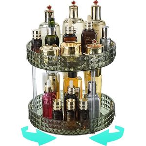 Inovra ® 360° draaibare organizer, make-up organizer, spinning, parfum, organizer, acryl-badkamer organizer, opslag voor parfum, sieraden, kwasten, commode, badkamer en slaapkamer, groen,