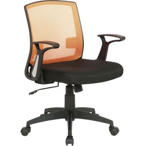 Bureaustoel - Kantoorstoel - Mobiel - Verstelbare armleuning - Microvezel - Oranje/zwart - 62x52x97 cm