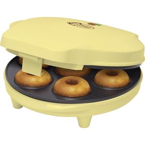 Bestron Donutmaker in Sweet Dreams design, met bakindicatielampje & antiaanbaklaag, 700W, kleur: geel