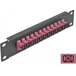 Delock - 10 Inch Glasvezel Patch Panel - 12 Poorten SC Simplex - Violet - Zwart - Metaal