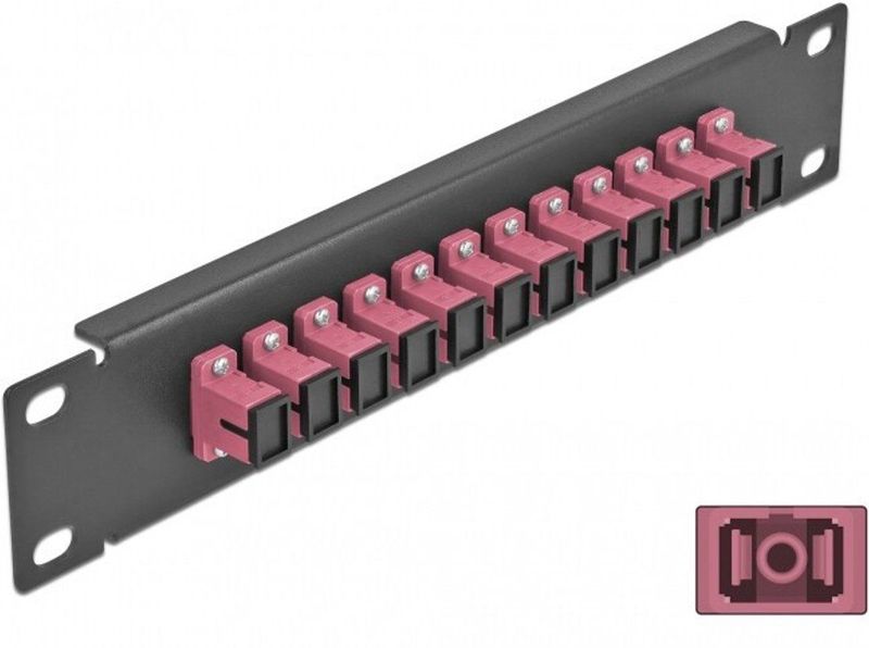 Delock - 10 Inch Glasvezel Patch Panel - 12 Poorten SC Simplex - Violet - Zwart - Metaal