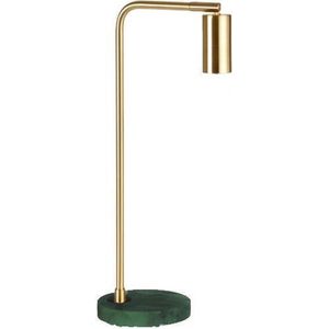 Marmeren Tafellamp - Metaal - E27 Fitting - 15x28cm - Messing / Groen Marmer